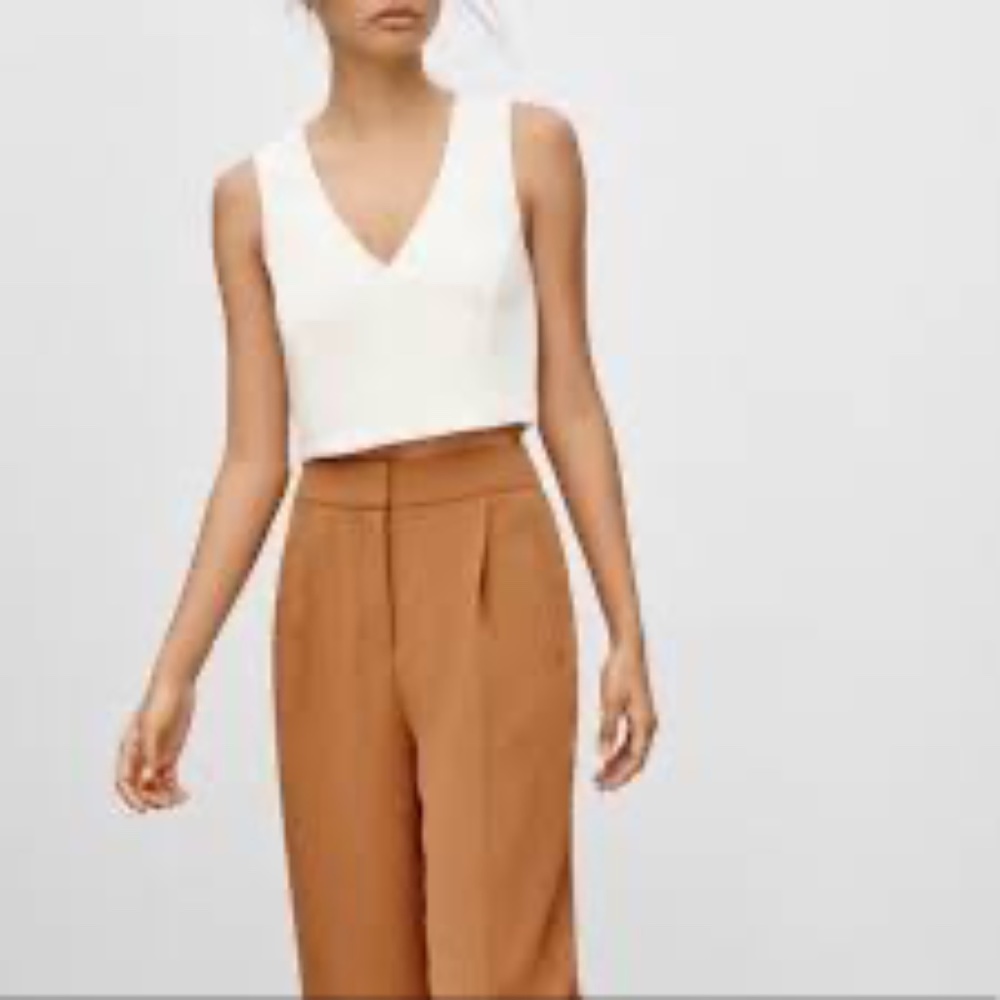 Aritzia / Wilfred Free Duaphine V Neck Crop Top - Size S